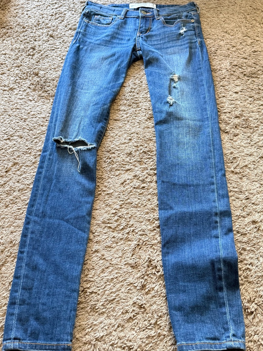 Y2K Vintage Abercrombie Size 00 Ripped Skinny Jeans Medium-Low Rise 24in Waist